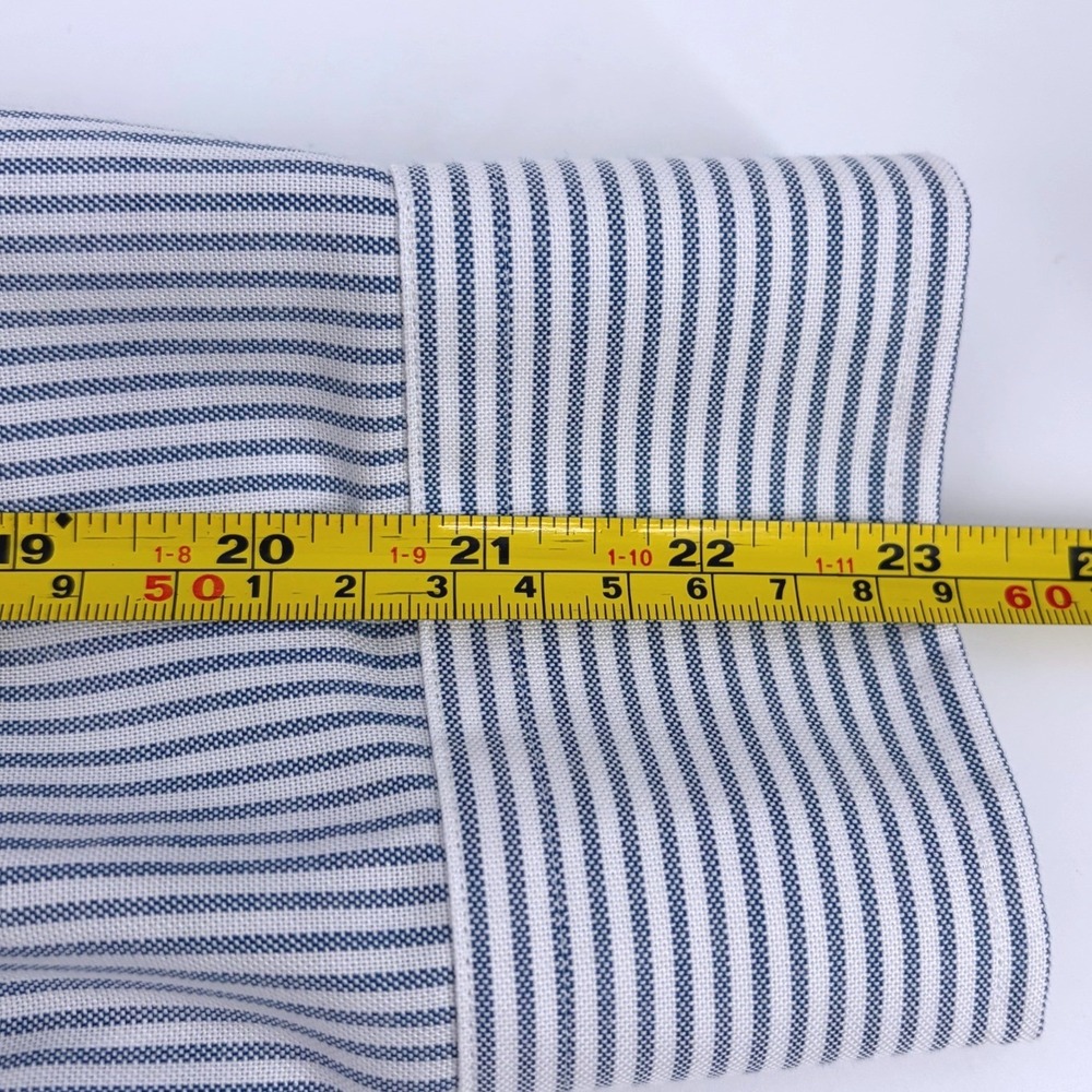 Lands End Mens Supima No Iron Oxford Shirt Blue White Stripe 17-33‎ Traditional - Picture 10 of 10